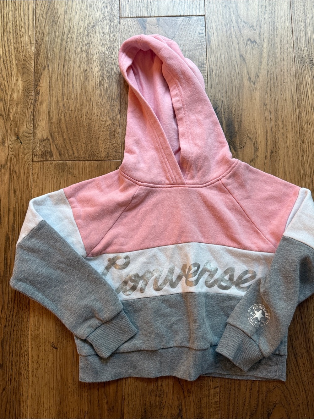 Converse Pink, White & Gray Colorblock Hoodie